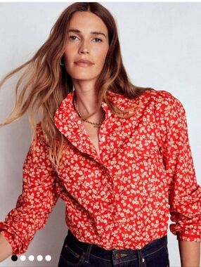 Boden Helena Red Floral Blouse